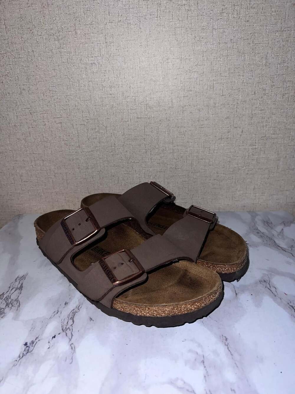 Birkenstock Arizona Sandals Size 39 Mocha Brown Birko-Flor